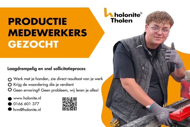 Vacature bij Holonite: Medewerker productie (dagdienst)